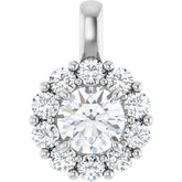 1CTW Halo Round Diamond Pendant Set in 14K White Gold